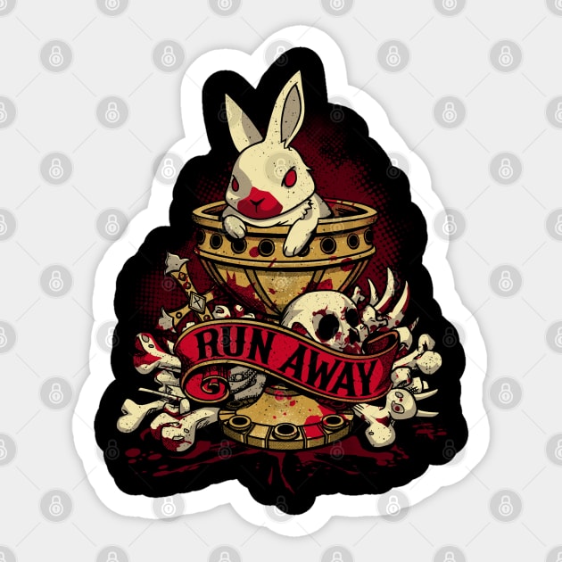 Run Away - Deadly Cute Geek Movie Rabbit Sticker by Snouleaf